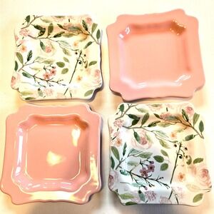 Sweet Laurel 6" Floral Pink Dessert Plates Set of 4